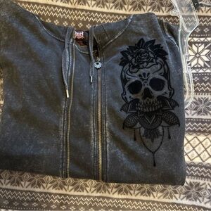 Edgy Black Bomber Jacket with Skull Design